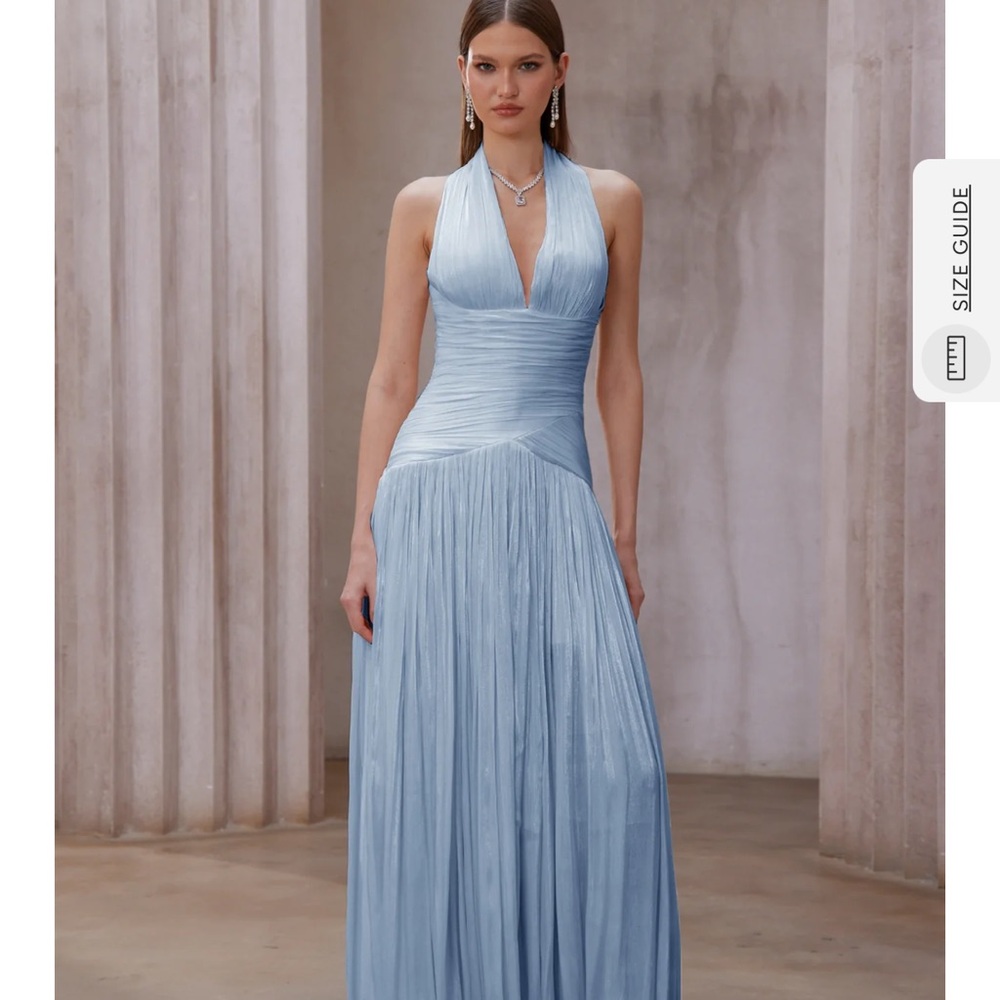 Chic Light Blue Halter Maxi Dress
